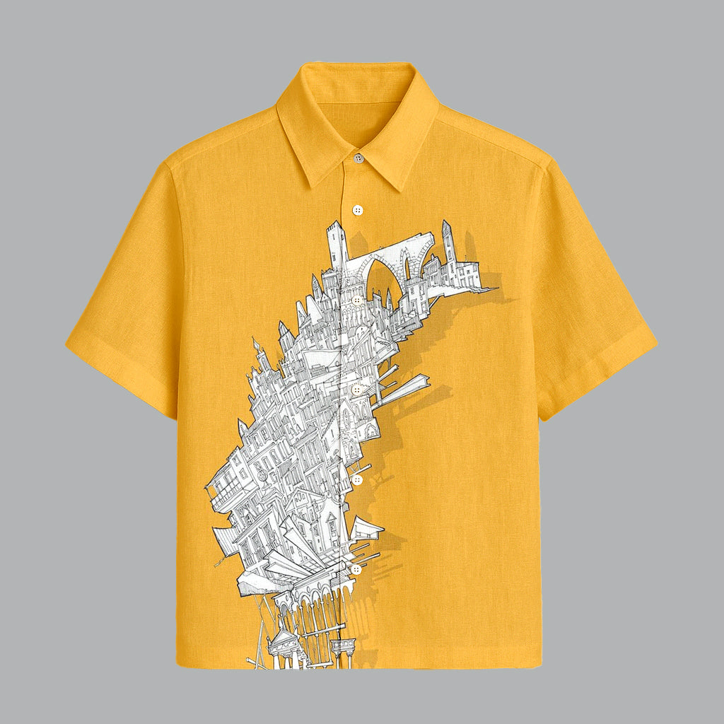 107.jpg Yellow Printed Half Sleeve Shirt for Men Trendy Summer Streetwear - Image 1