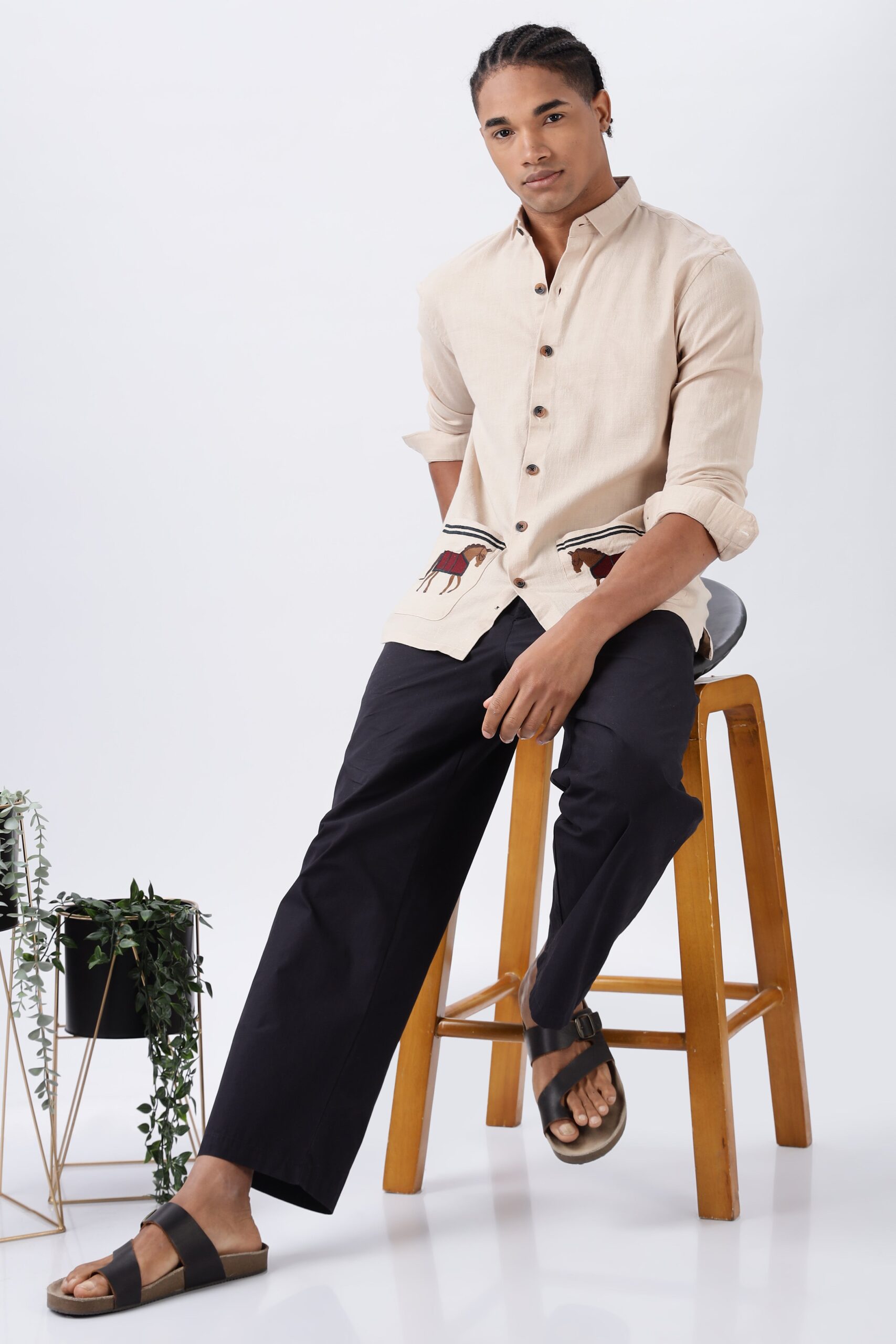 1L9A2469-scaled-1.jpg Cavallo Beige Full Sleeve Premium Embroidered Shirt - Image 1