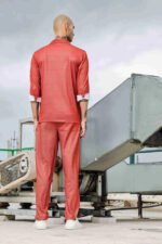 Rust Oversized Textured Fabric Shacket Shirt & All Day Pants Co-ord Set - Image 2