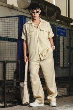 Beige Linen Casual Relaxed Fit Short Sleeve Shirt & Gurkha Pants Co-Ord Set - Image 2