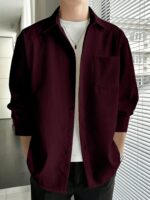 Full Sleeve Imported Waffle Men’s Maroon Shirt