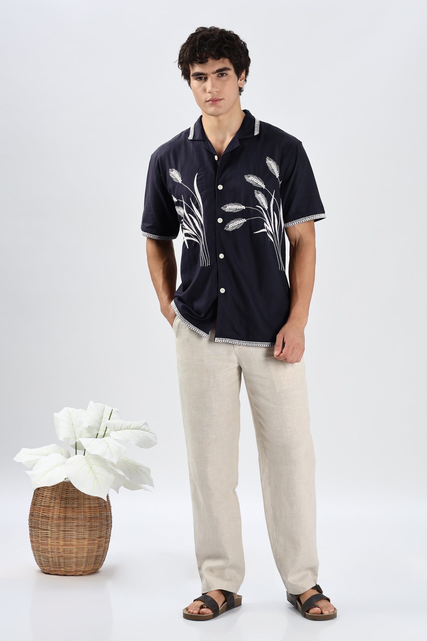 6_4727cf3e-5e0a-41b9-8e71-12dc0e1bce06-scaled-1.jpg Houston Barley Navy Blue Box Fit Embroidered Shirt - Image 1