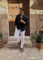Old Money Classic Combo Shirt Set in Black and White Stylish Formal Men?s Outfit