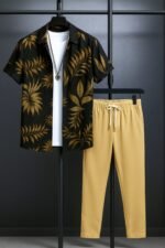 Golden Leaf Men’s Casual Half Sleeve Shirt and Trouser Co-ord Set