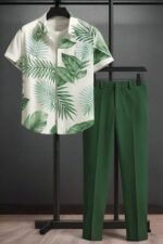 Green Leaf Men’s Casual Half Sleeve Shirt and Trouser Co-ord Set