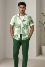Green Leaf Men’s Casual Half Sleeve Shirt and Trouser Co-ord Set - Image 2