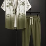Green Shady Men’s Casual Half Sleeve Shirt and Trouser Co-ord Set
