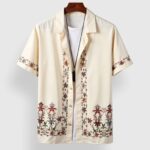 Cream Rose Border Men’s Half Sleeves Printed Shirt Exclusive