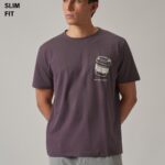 Violet Printed Slim Fit Cotton T Shirt