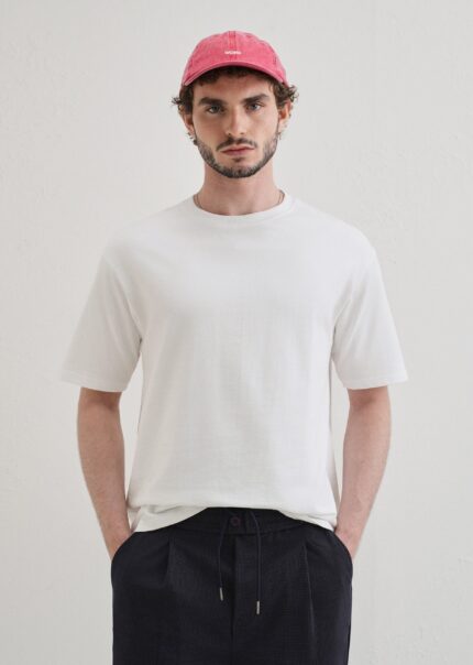 White Basic Relaxed Fit Cotton T Shirt